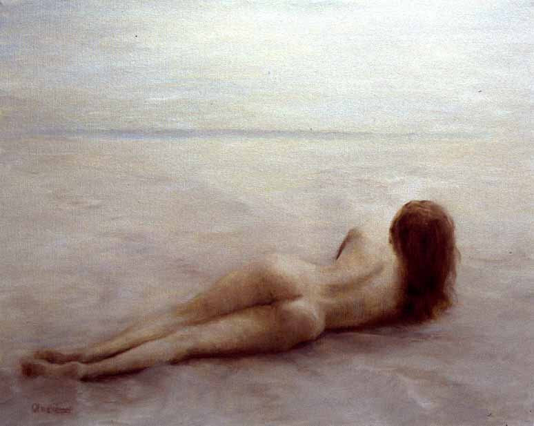 Nude contemplating mysterious horizon